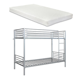 Pat metalic supraetajat cu 2 saltele Soppsar 200x90cm argintiu [en.casa]
