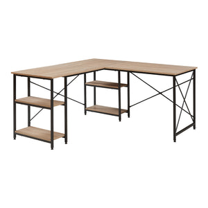 Birou de colt Klirurud 150x150x75 negru/efect lemn stejar [en.casa]