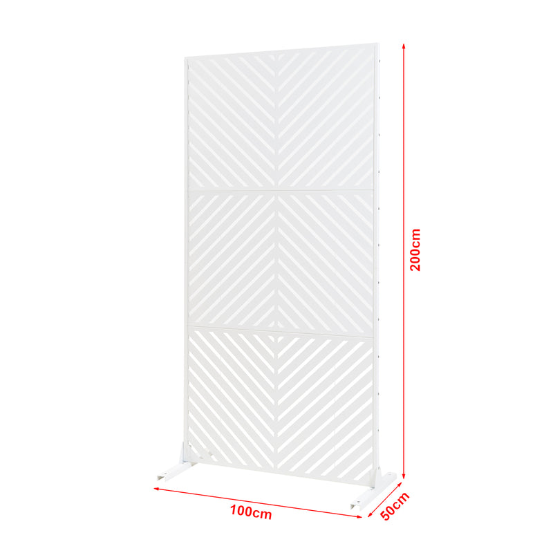 Schiță cotată Paravan despartitor Kekan 200x100x50 cm otel alb [casa.pro]