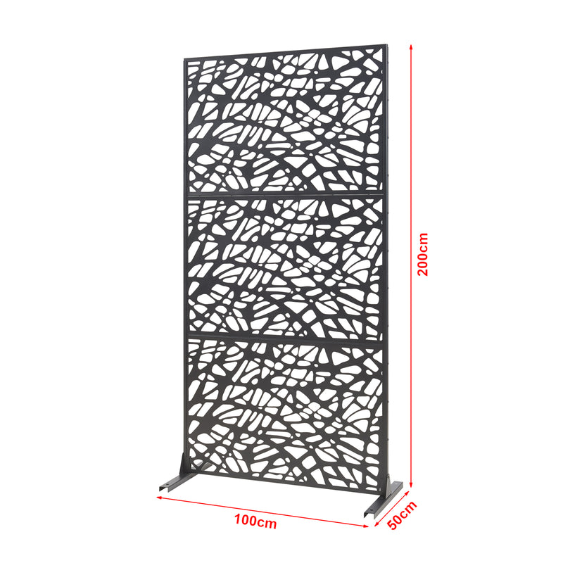 Schiță cotată Paravan despartitor Poskind 200x100x50 cm otel negru [casa.pro]