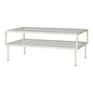 Masuta cafea Lindau 100x50x46 cm otel sticla crem deschis [en.casa]