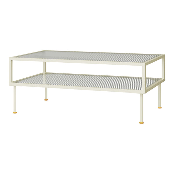 Masuta cafea Lindau 100x50x46 cm otel sticla crem deschis [en.casa]