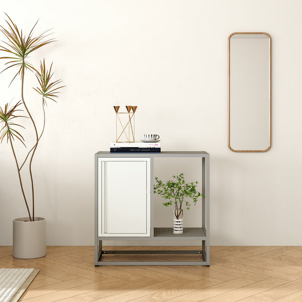 Comoda Burlöv 70x72x35 cm otel gri/alb [en.casa]