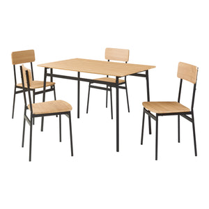 Set masa si 4 scaune Pollenev 110x70x75 cm efect stejar/negru [en.casa]