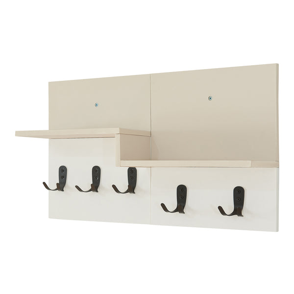 Cuier de perete cu 2 rafturi Botaruvn 34x59x13 cm bej/alb [en.casa]