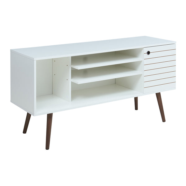Comoda TV Vare 130x40x65 cm alb/efect nuc [en.casa]