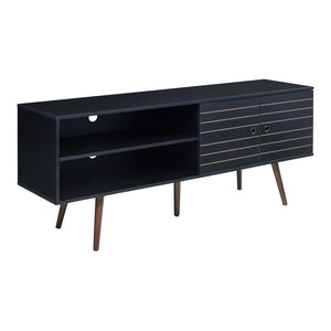 Comoda TV cu 2 usi Vare 160x40x65 cm negru/efect nuc [en.casa]