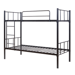 Pat supraetajat Berimma 200x90 cm 300 kg otel negru [en.casa]
