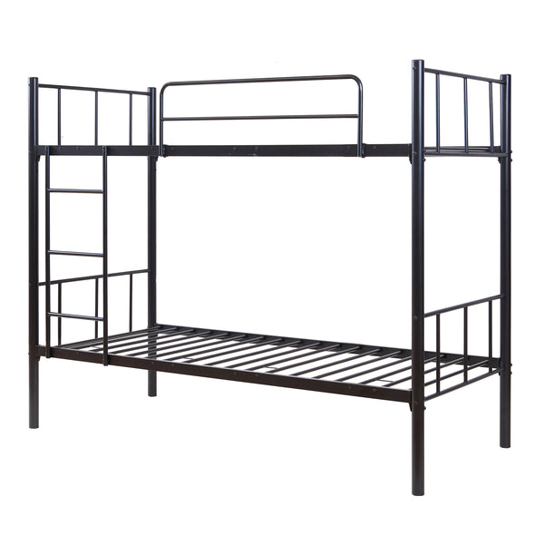 Pat supraetajat Berimma 200x90 cm 300 kg otel negru [en.casa]