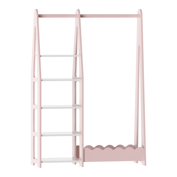 Garderoba copii Vestnes 114x77x30 cm mdf roz/alb [en.casa]