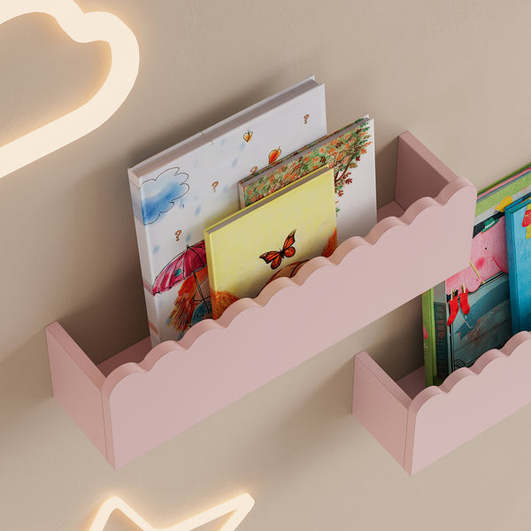 Set 2 rafturi de perete pentru copii Vestnes 40x10x10 cm Cotton Candy [en.casa]
