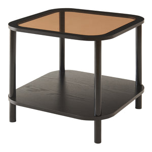 Masuta patrata Latama 51x51x45 cm bambus mdf sticla culoarea bronzului/negru [en.casa]