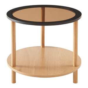 Masuta rotunda Latama, 51x45 cm sticla culoarea bronzului/natur [en.casa]