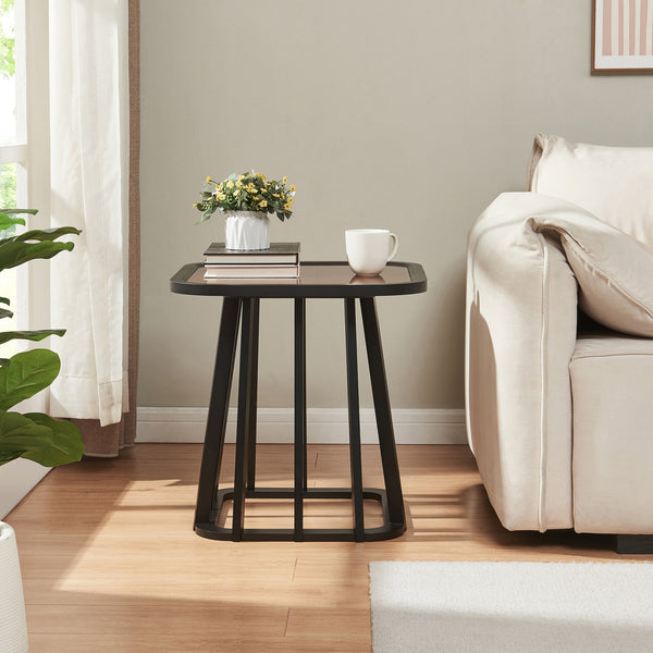 Masuta Burgess 51x51x51 cm negru/efect lemn nuc [en.casa]
