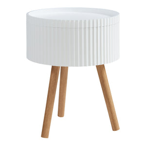 Masuta rotunda cu spatiu depozitare Bongard 48x38 cm alb/natur [en.casa]