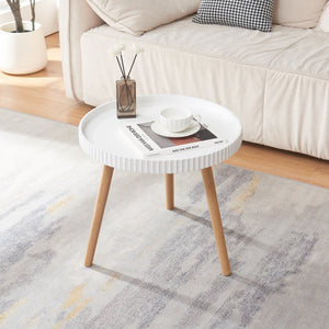 Masuta rotunda Bongard 49x45 cm alb/natur [en.casa]