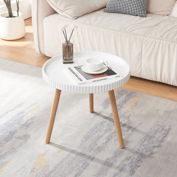 Masuta rotunda Bongard 49x45 cm alb/natur [en.casa]