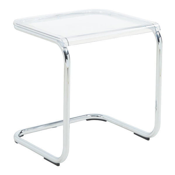 Masuta living Brosa 44x37x48 cm transparent/culoarea cromului [en.casa]