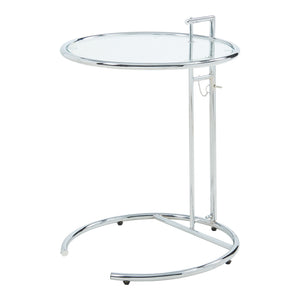 Masa sticla cu inaltime reglabila Stare 50x55-77 cm transparent/crom [en.casa]