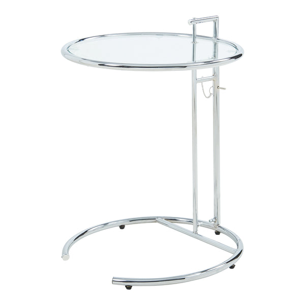 Masa sticla cu inaltime reglabila Stare 50x55-77 cm transparent/crom [en.casa]