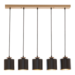Lampa suspendata Posdand 130 cm 5xE27 max 40W natur/negru [lux.pro]