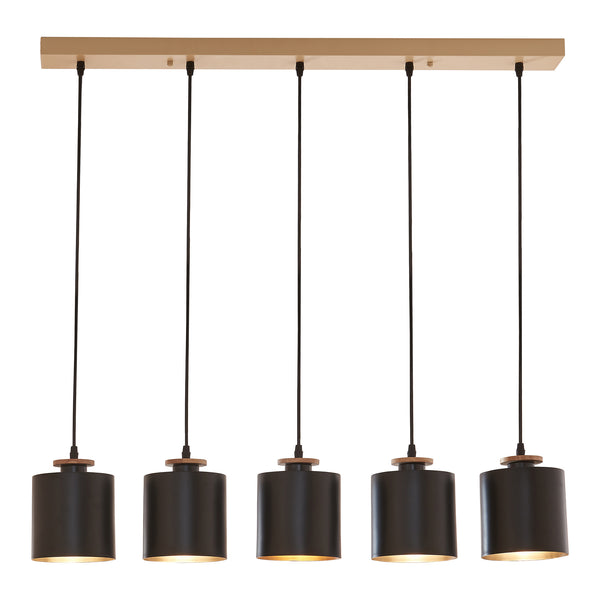 Lampa suspendata Posdand 130 cm 5xE27 max 40W natur/negru [lux.pro]