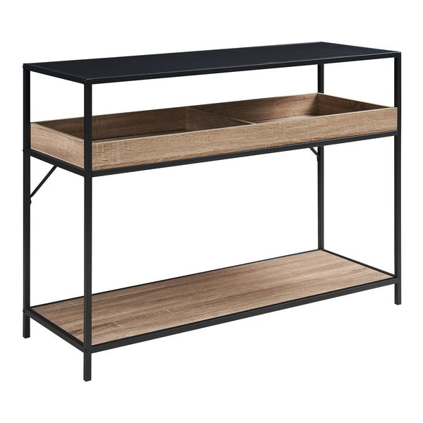 Masa consola Belana 110x40x80 cm negru/efect stejar [en.casa]