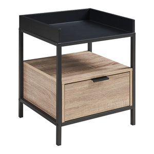 Noptiera cu sertar Belana 50x40x35 cm negru/efect stejar [en.casa]