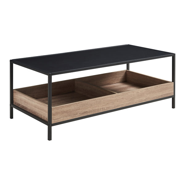 Masuta cafea Belana 100x48x35 cm negru/efect lemn stejar [en.casa]
