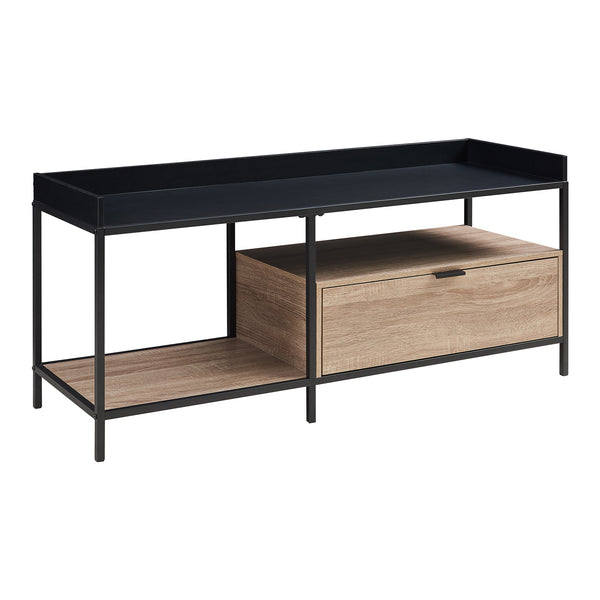 Comoda TV cu sertar Belana 119x40x53 cm negru/efect stejar [en.casa]