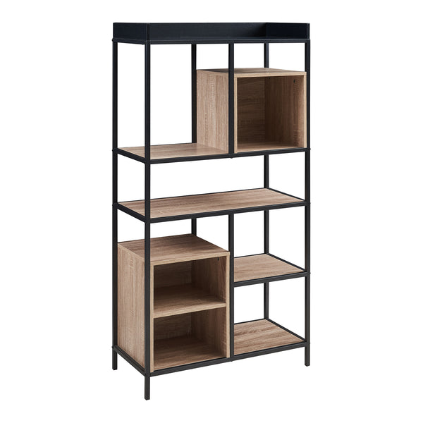 Raft carti Belana 137x70x33 cm negru/efect stejar [en.casa]