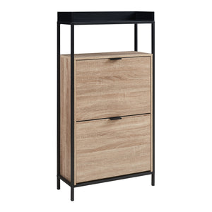 Dulap pantofi cu 2 usi rabatabile Belana 115x60x23 cm negru/efect stejar [en.casa]