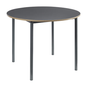 Set masa rotunda si 4 scaune Lindesberg 75x100 cm gri/efect stejar/maro deschis [en.casa]