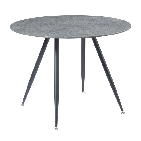 Set masa rotunda si 4 scaune Fitjar 75x100 cm efect beton/gri inchis [en.casa]