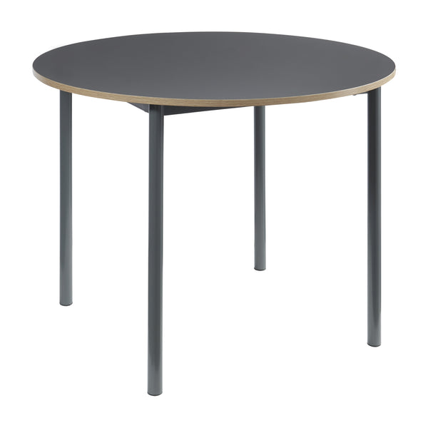 Set masa rotunda si 4 scaune Lindesberg 75x100 cm gri/maro deschis [en.casa]