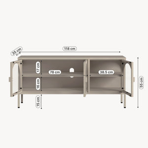 Vitrina cu 3 usi sticla Klippestad 118x35x55 cm gri cald [en.casa]