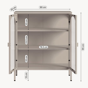 Vitrina cu 2 usi sticla Klippestad 95x80x35 cm camel [en.casa]