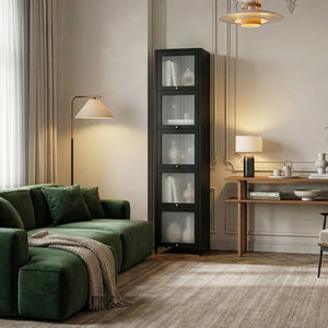 Dulap inalt Ostersund 174x40x35 cm otel negru [en.casa]