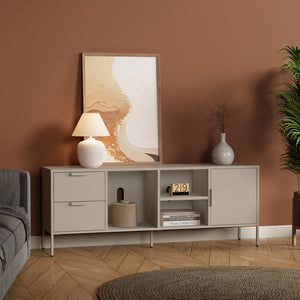 Comoda TV Kliri 150x35x58 cm otel camel [en.casa]