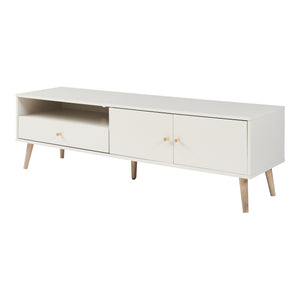Comoda TV cu 1 sertar si 2 usi Hallevil 150x39x45 cm gri deschis [en.casa]