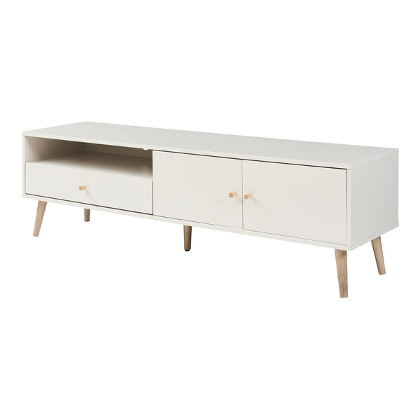 Comoda TV cu 1 sertar si 2 usi Hallevil 150x39x45 cm gri deschis [en.casa]