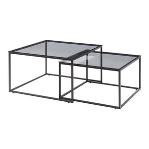 Set 2 masute cafea Tromlaslo masuri diferite sticla fumurie gri [en.casa]
