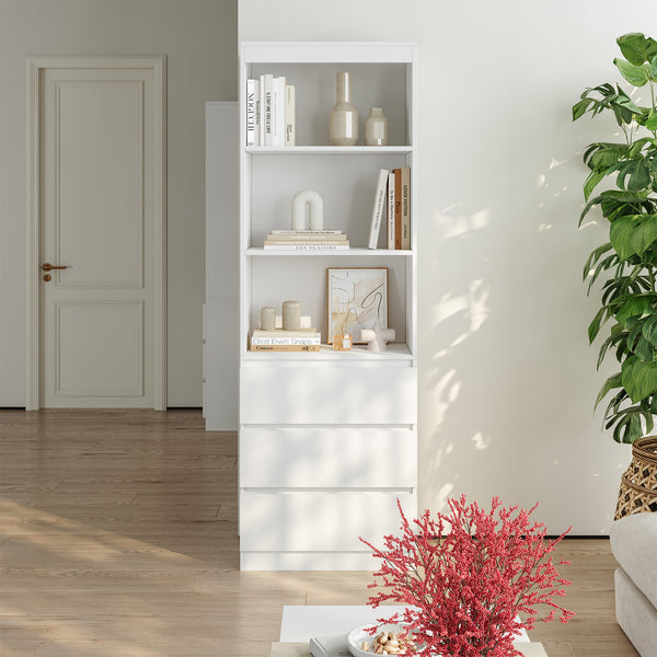 Raft carti Les 180x60x35 cm alb cu 3 sertare [en.casa]