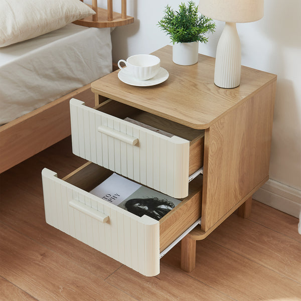 Noptiera Ferrersp 50x40x40 cm efect stejar/oatmeal [en.casa]