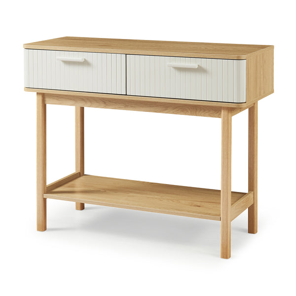 Masa consola cu 2 sertare Ferrersp 100x40x80 cm efect stejar/oatmeal [en.casa]