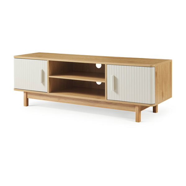 Comoda TV cu 2 usi Ferrersp 140x40x45 cm efect stejar/oatmeal [en.casa]