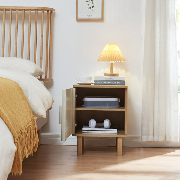Noptiera cu maner pe dreapta Ferrersp 50x40x40 efect stejar/oatmeal/natur [en.casa]