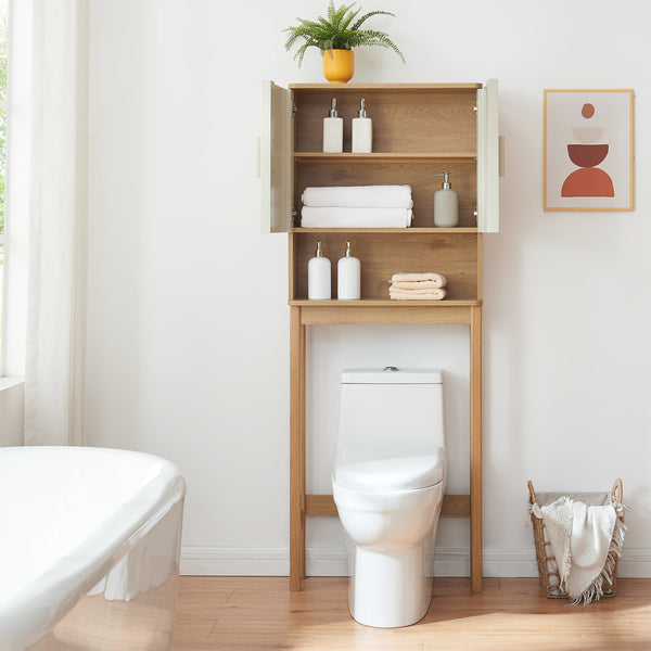Dulap baie deasupra WC Ferrersp 160x63x20 cm efect stejar/oatmeal/natur [en.casa]