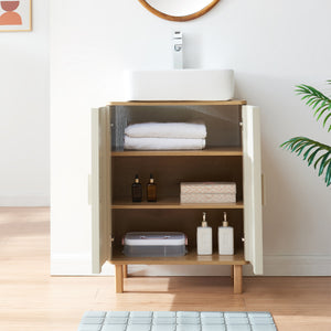 Dulap baie sub chiuveta Ferrersp 80x60x35 cm efect stejar/oatmeal/natur [en.casa]