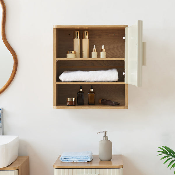 Dulap perete baie Ferrersp 50x45x24 cm efect stejar/oatmeal [en.casa]